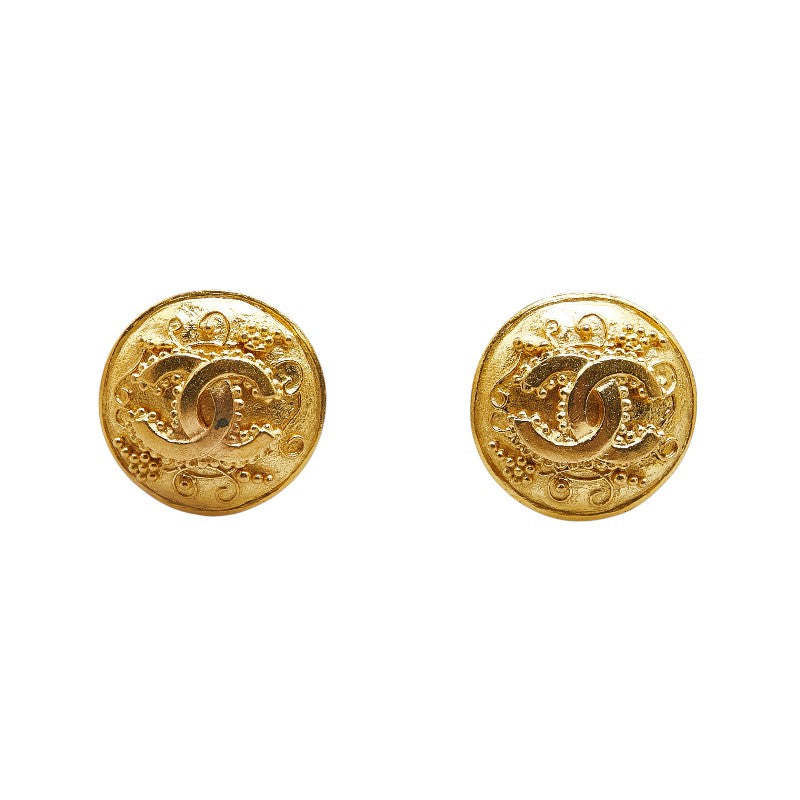 Chanel Vintage Coco Mark Earrings Gold