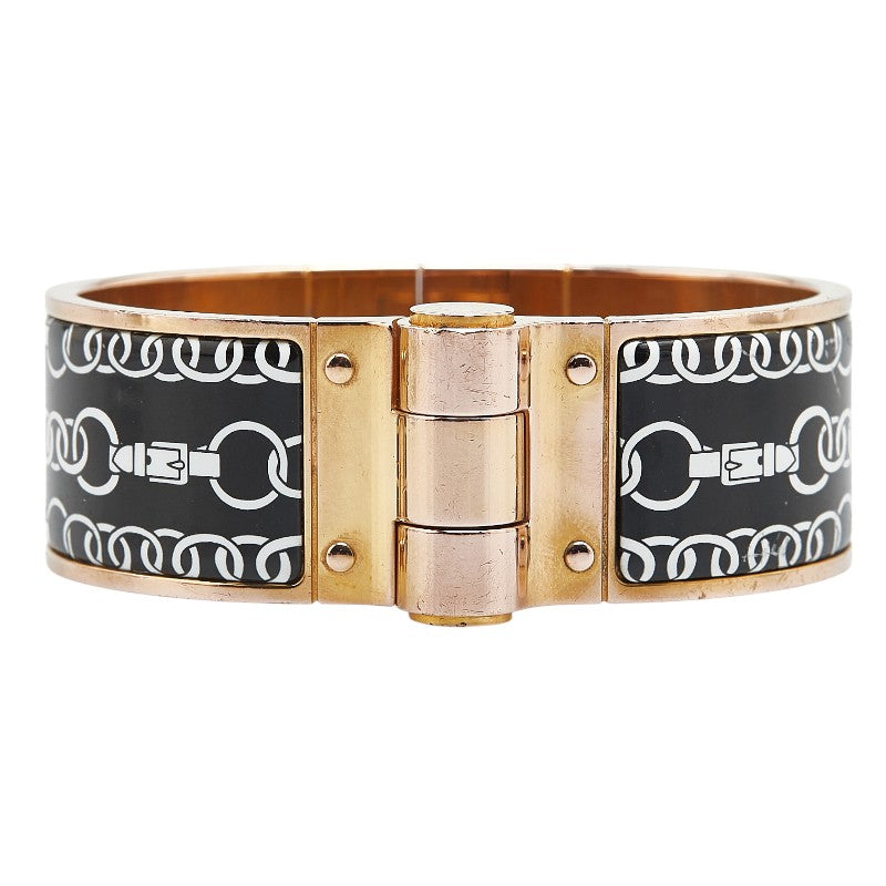 Hermes Chain Motif Bangle Gold Black White