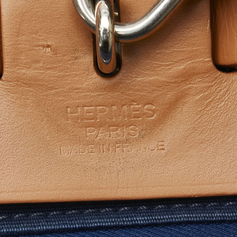 Hermes Herbag Zip MM Canvas Leather Handbag