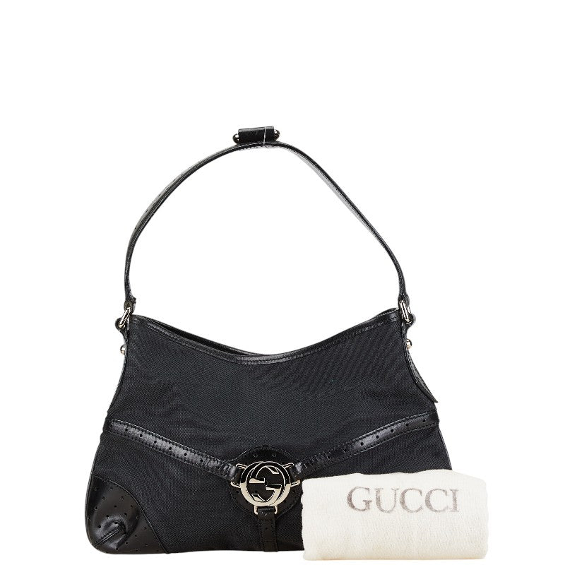 Gucci Interlocking G Canvas Leather Shoulder Bag