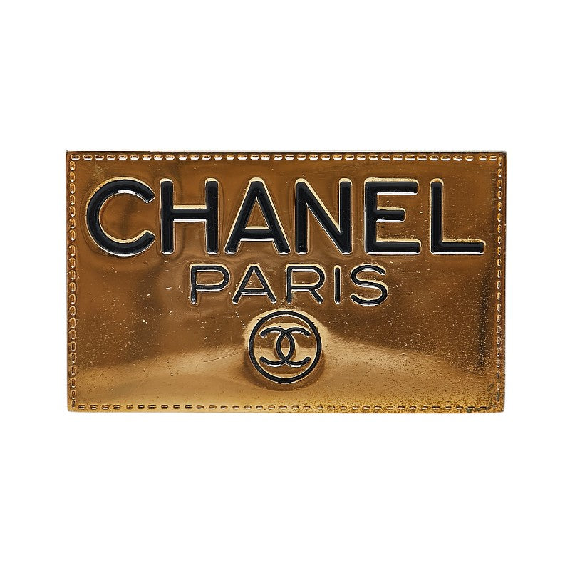 Chanel Logo Plate Coco Mark Brooch Gold