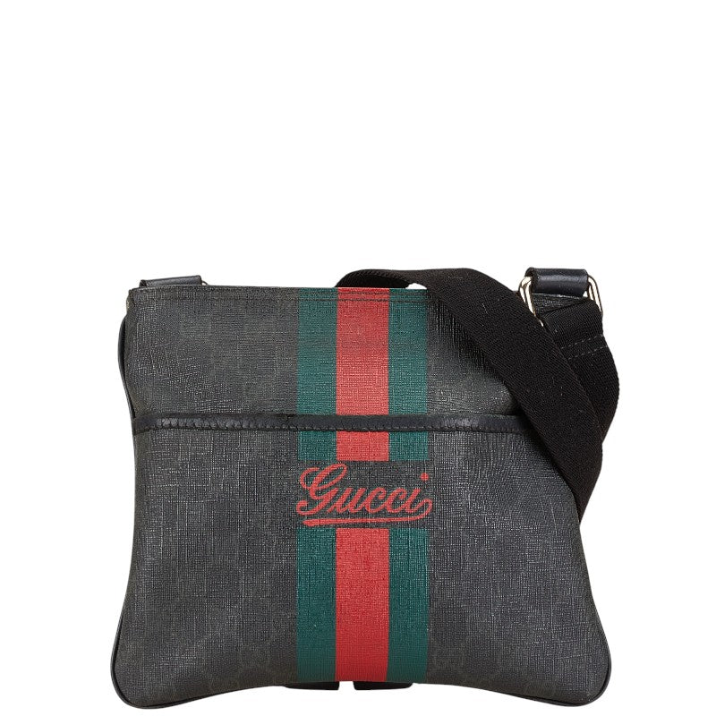 Gucci GG Supreme Shoulder Bag Black PVC Leather