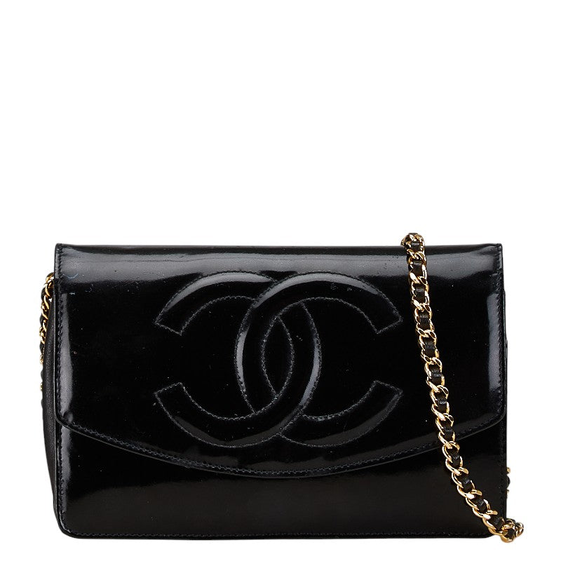 Chanel Patent Leather Chain Shoulder Bag Wallet