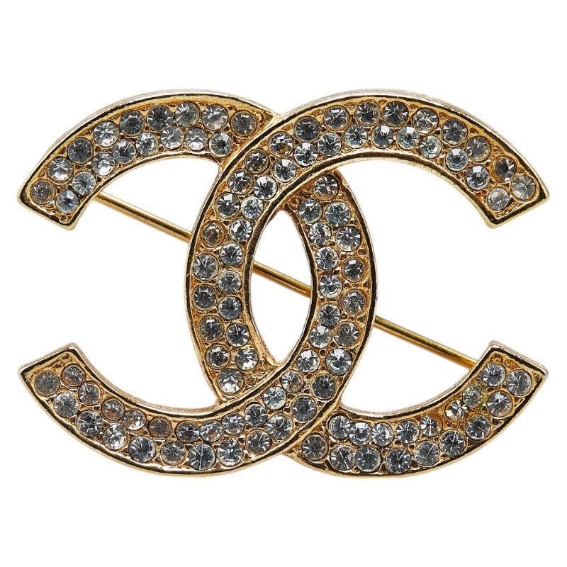 Chanel Coco Mark Rhinestone Brooch Gold