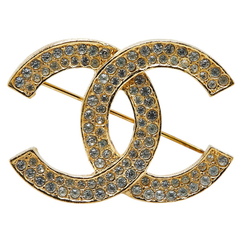 Chanel Coco Mark Rhinestone Brooch Gold