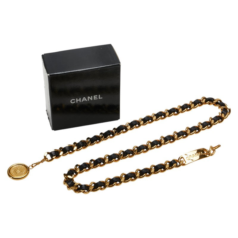 Chanel Leather Chain Logo Medallion Belt