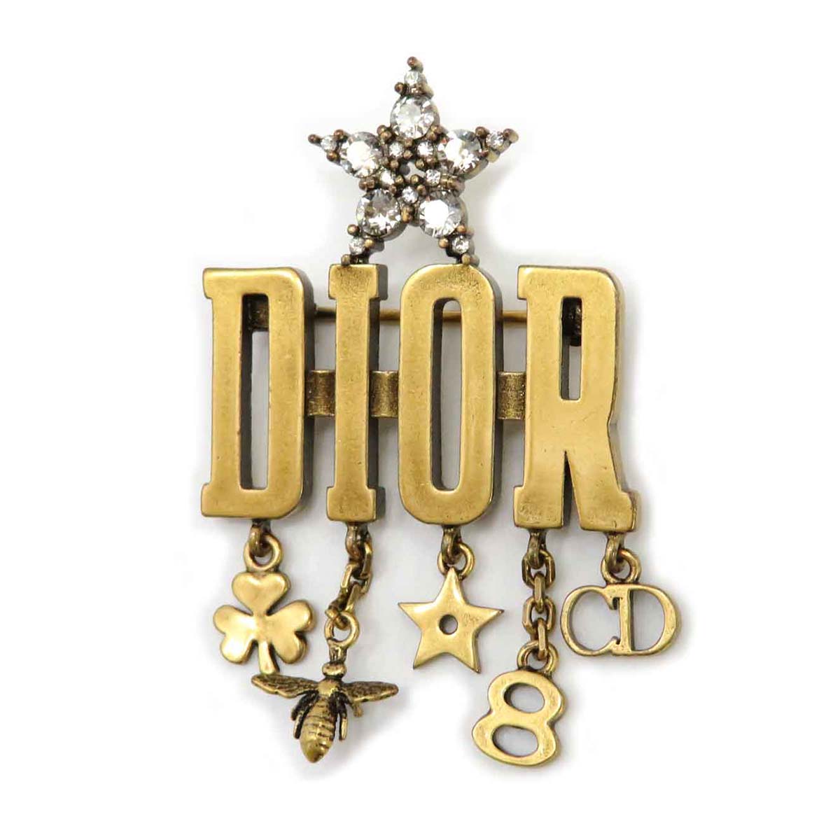 Dior GP Logo Rhinestone Brooch