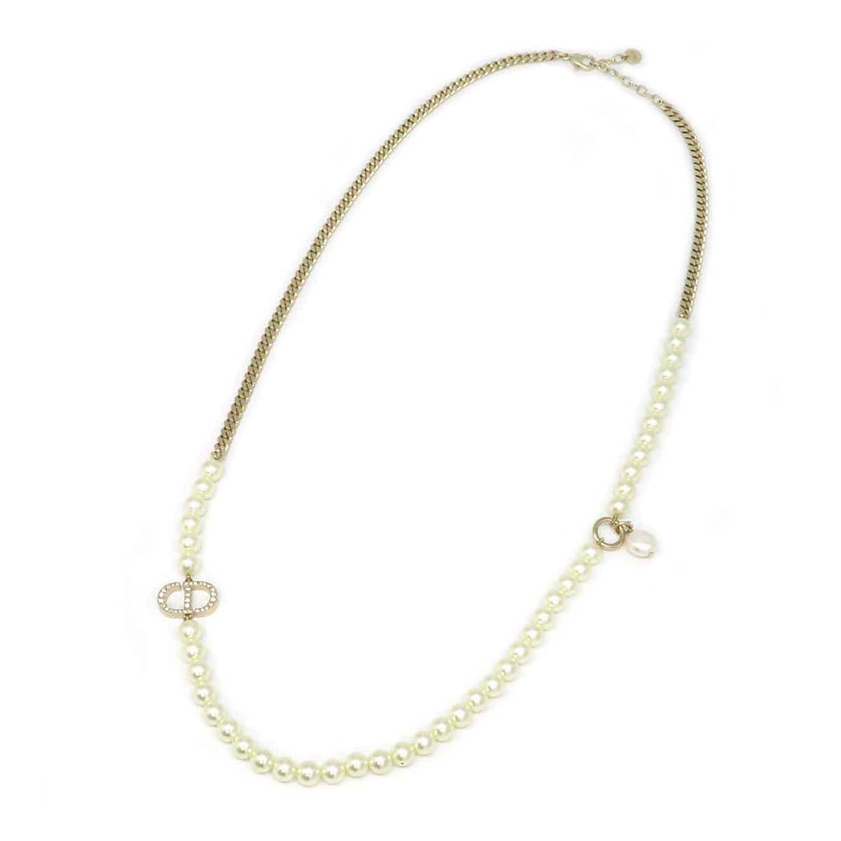 Dior Metal Faux Pearl Rhinestone Necklace