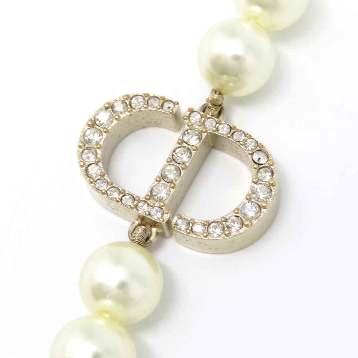 Dior Metal Faux Pearl Rhinestone Necklace