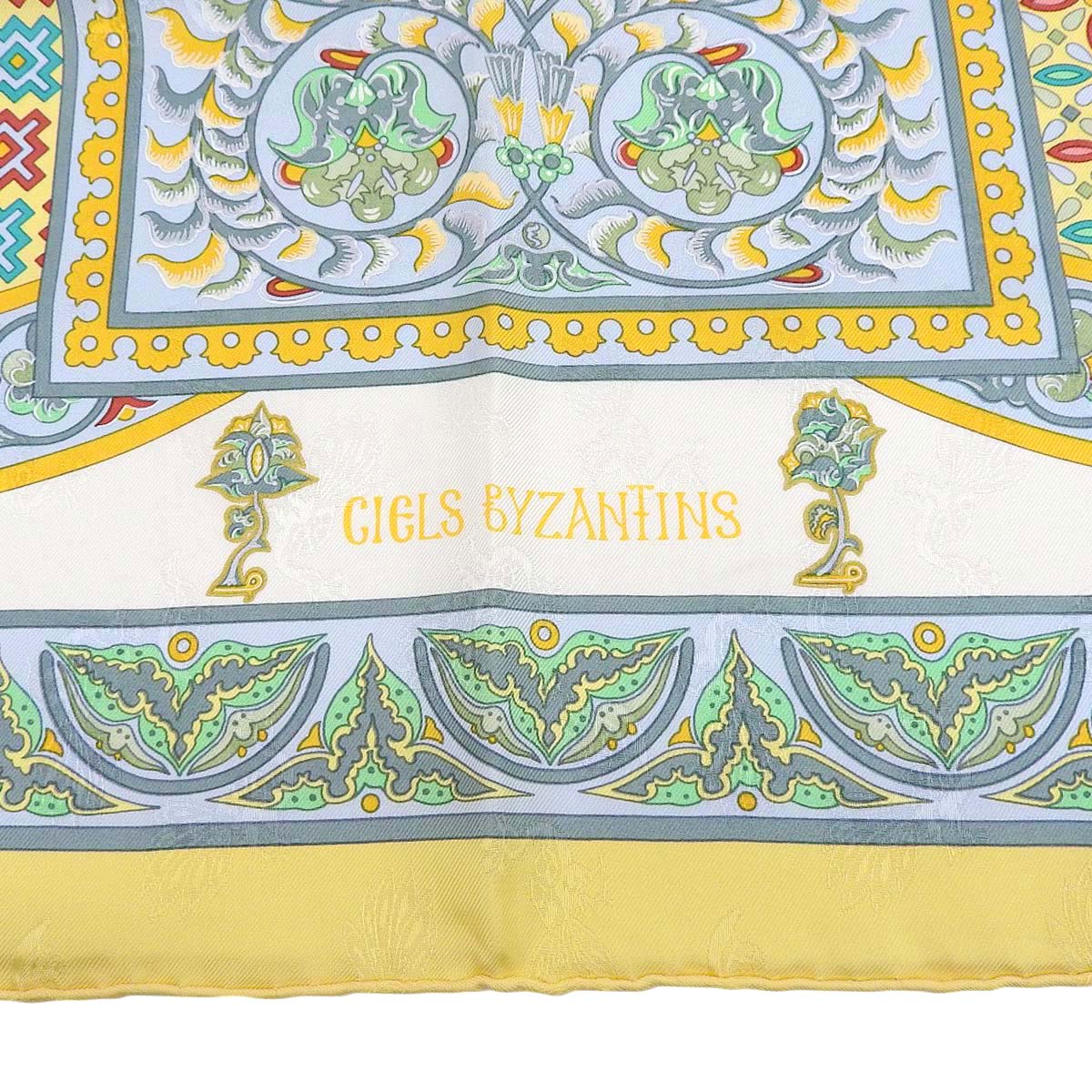 Hermes Silk Scarf Yellow 90 CIELS BYZANTINS