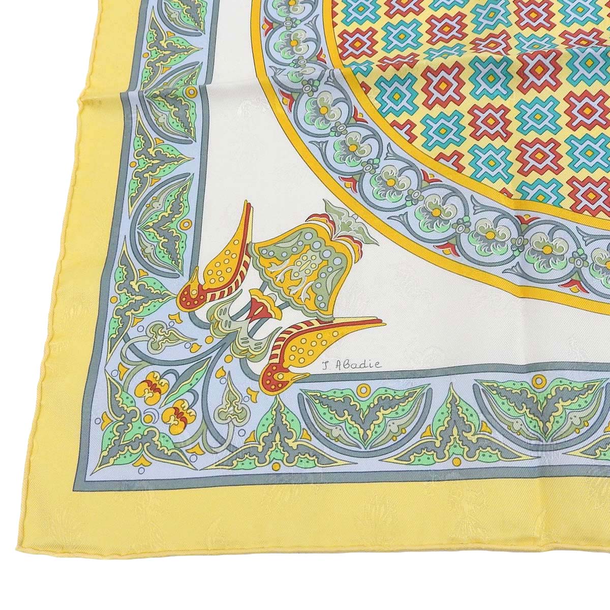 Hermes Silk Scarf Yellow 90 CIELS BYZANTINS