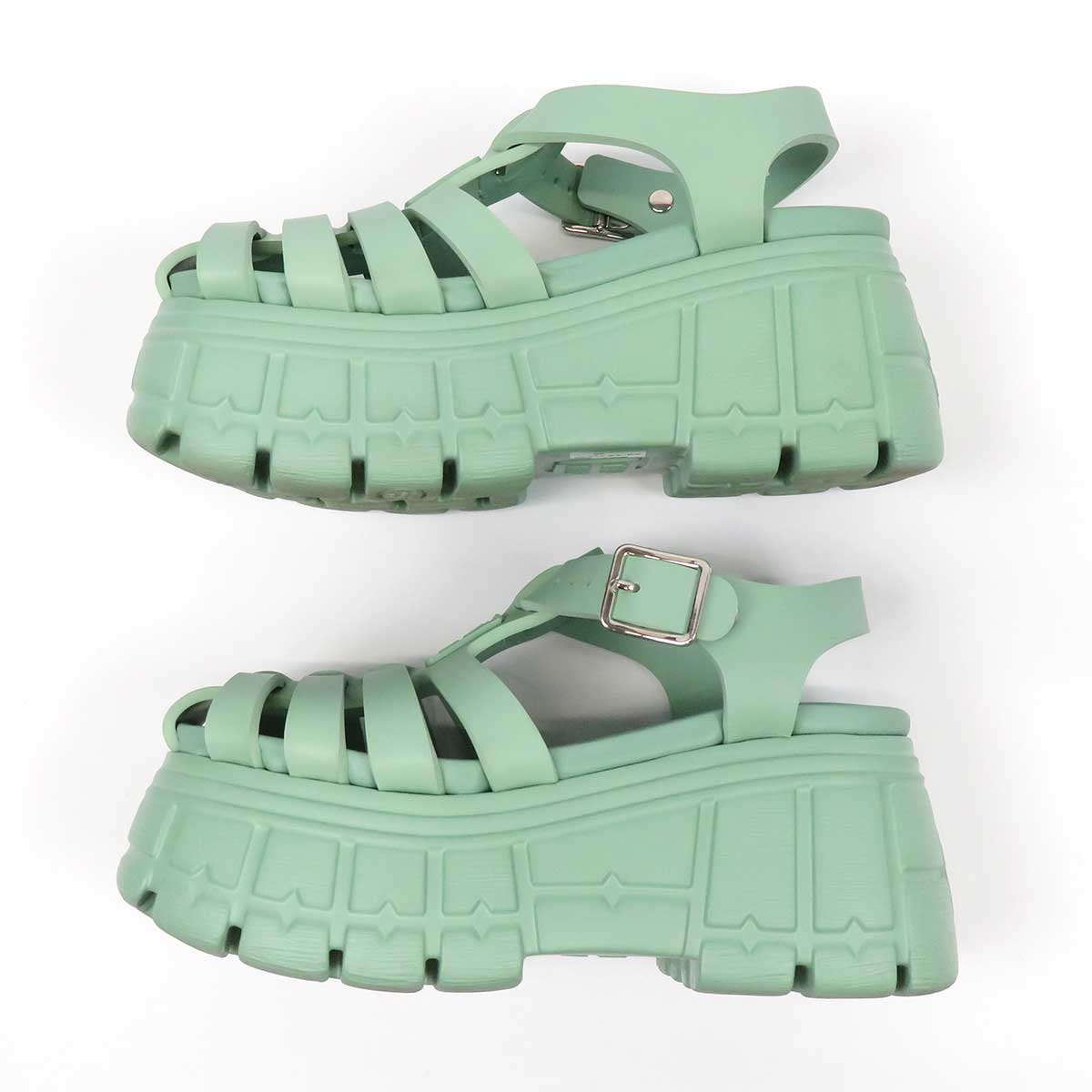 Miu Miu Green Platform Cage Sandals