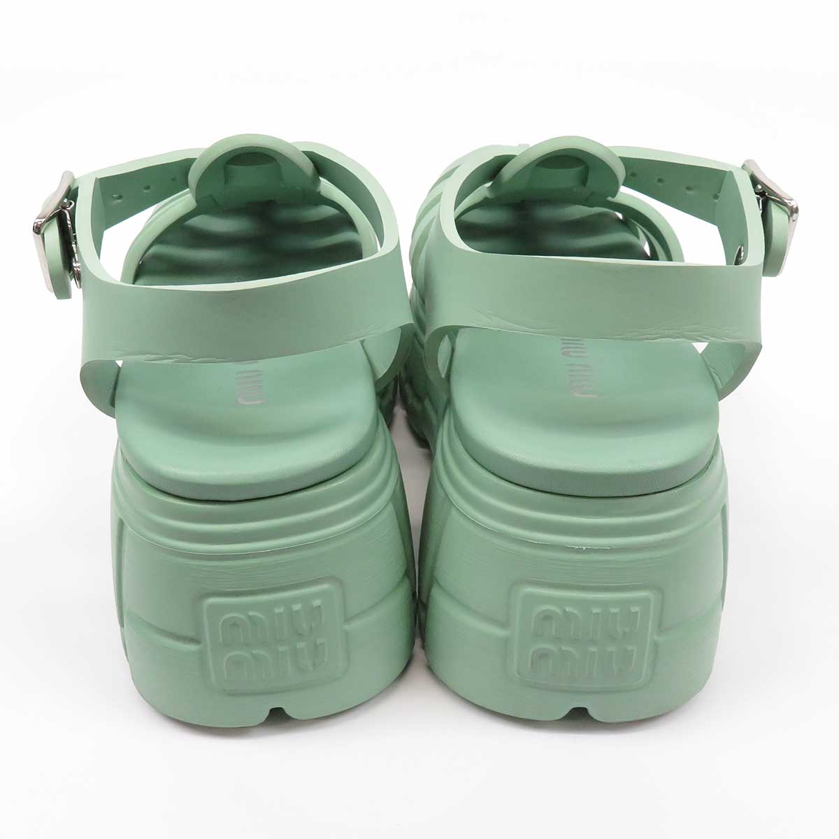 Miu Miu Green Platform Cage Sandals