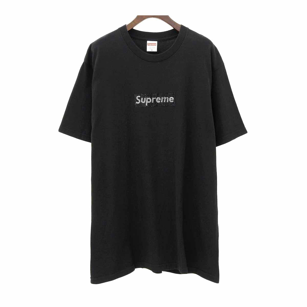 Supreme Black Box Logo Rhinestone T-Shirt