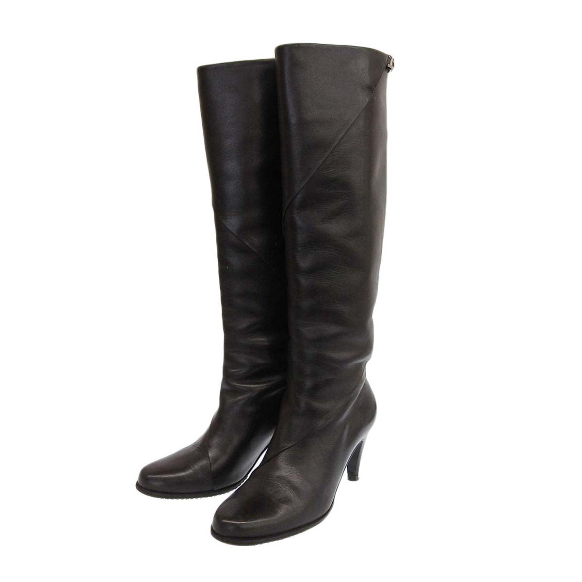 Hermes Leather Long Boots Black