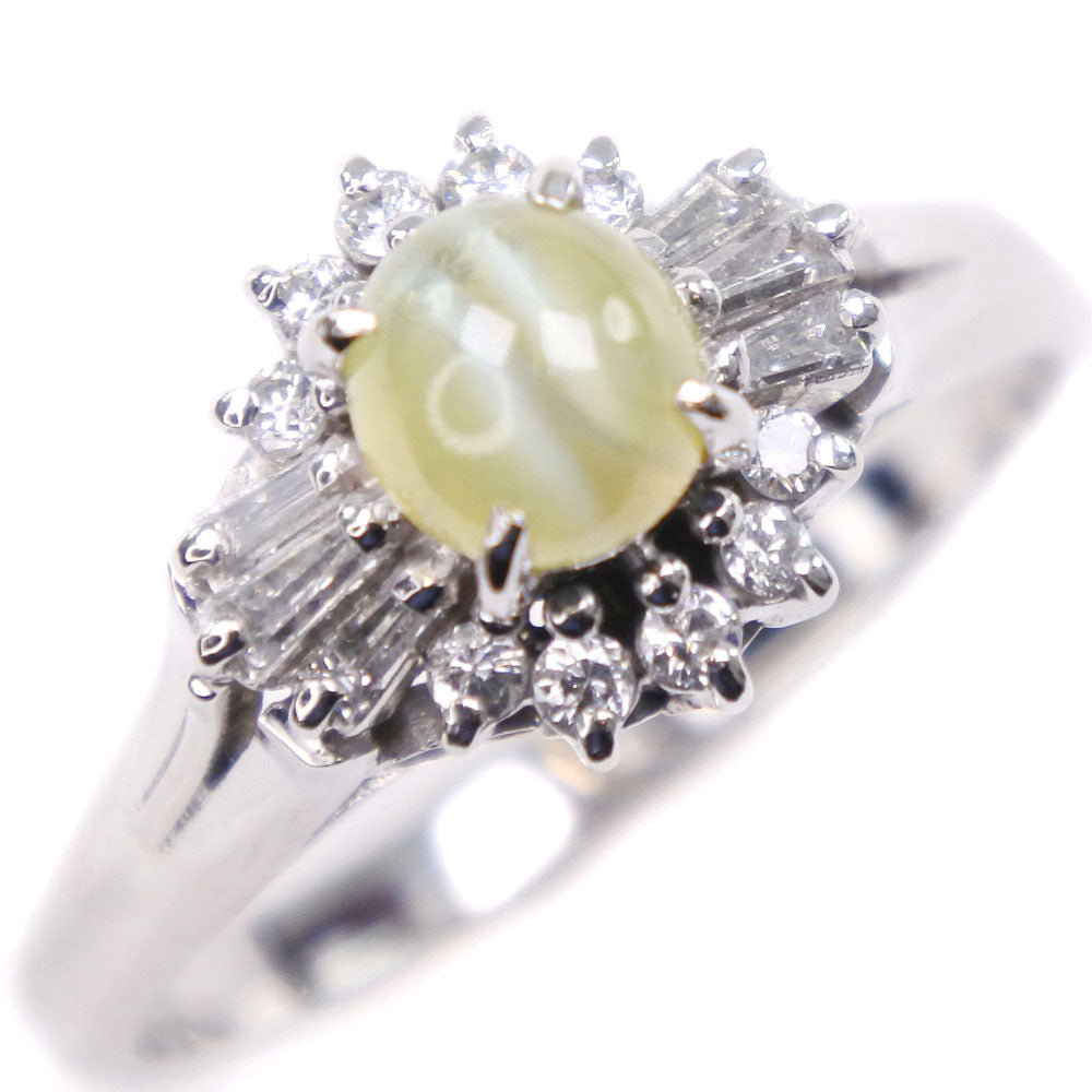 Pt900 Platinum Chrysoberyl Cat's Eye Diamond Ring