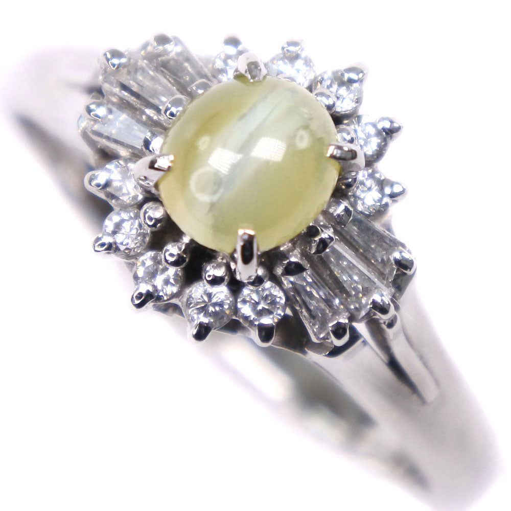 [LuxUness]  Luxurious 11 Size Ring with Pt900 Platinum, Chrysoberyl Cat's Eye, and Diamond, Ladies' Second-Hand, A+ Grade Metal Ring in Excellent condition