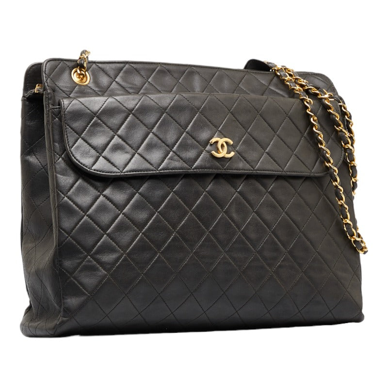 Chanel CC Quilted Leather Chain Shoulder Bag Leather Tote Bag in Good condition