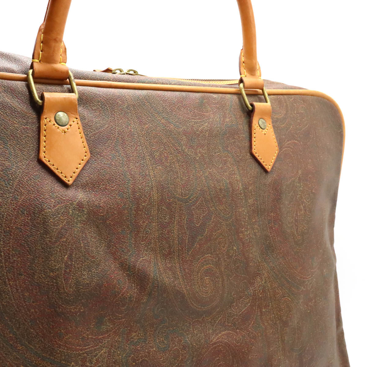 ETRO Paisley Boston Bag PVC Leather Brown