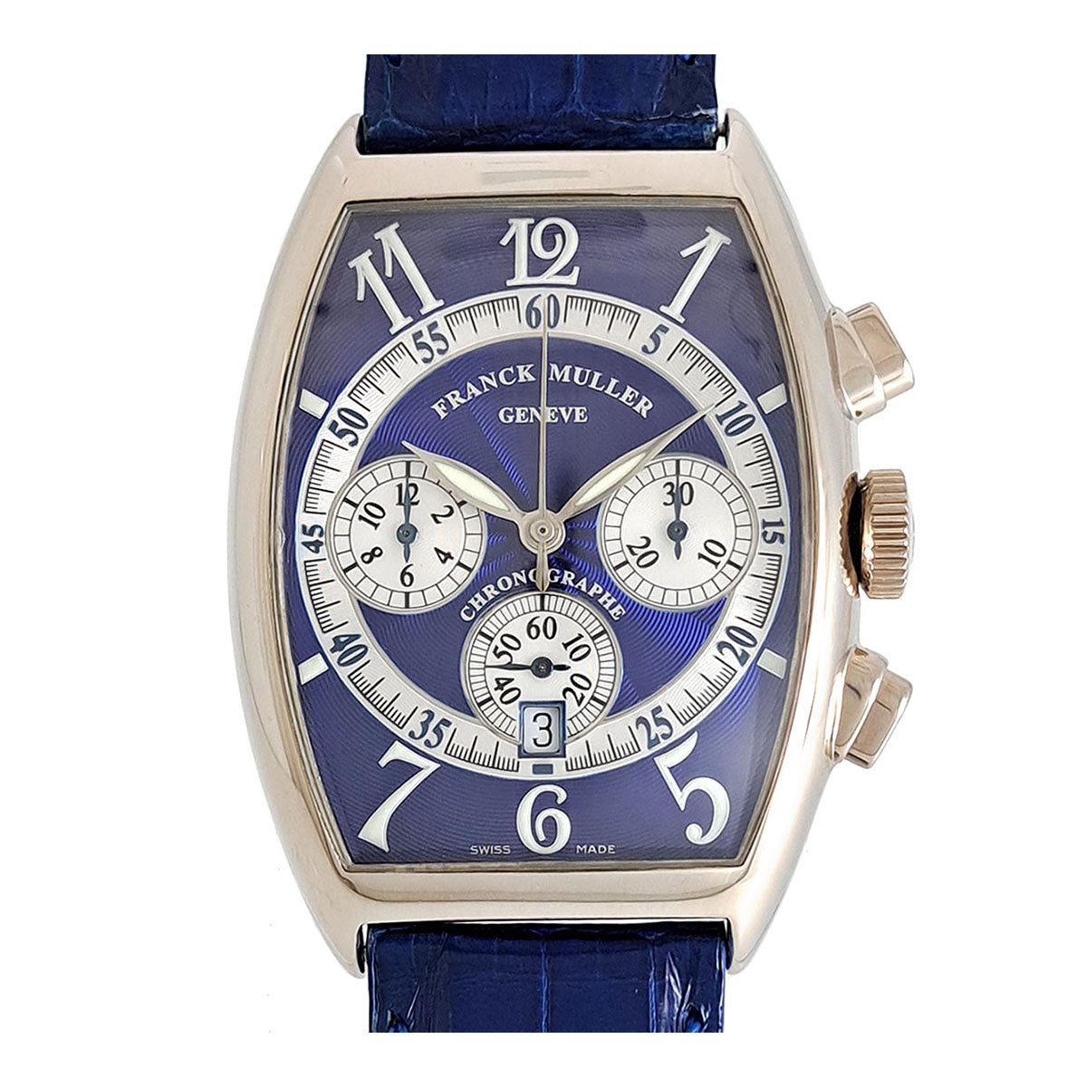 Franck Muller White Gold Leather Automatic Watch