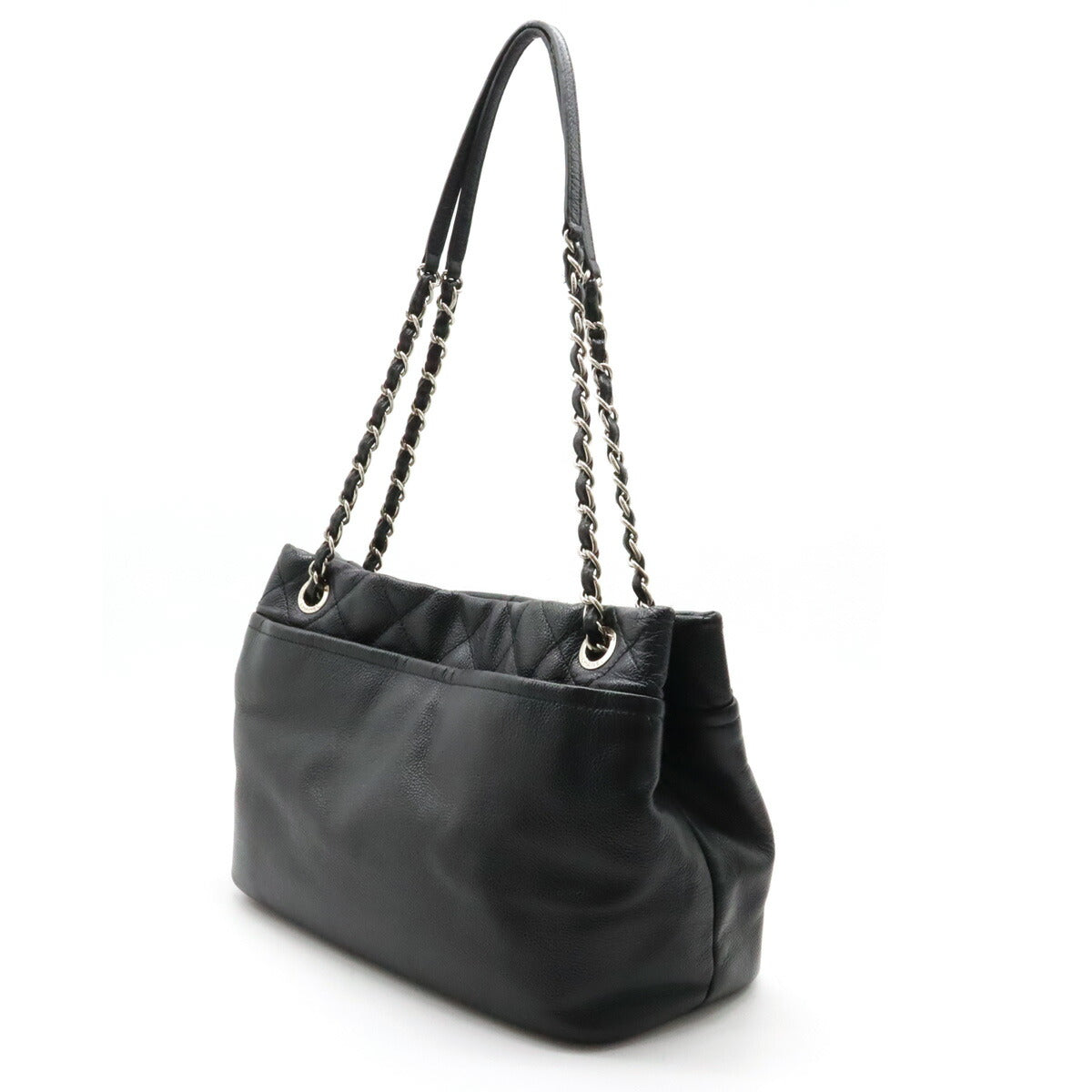 Chanel Caviar Chain Tote Bag Black Leather