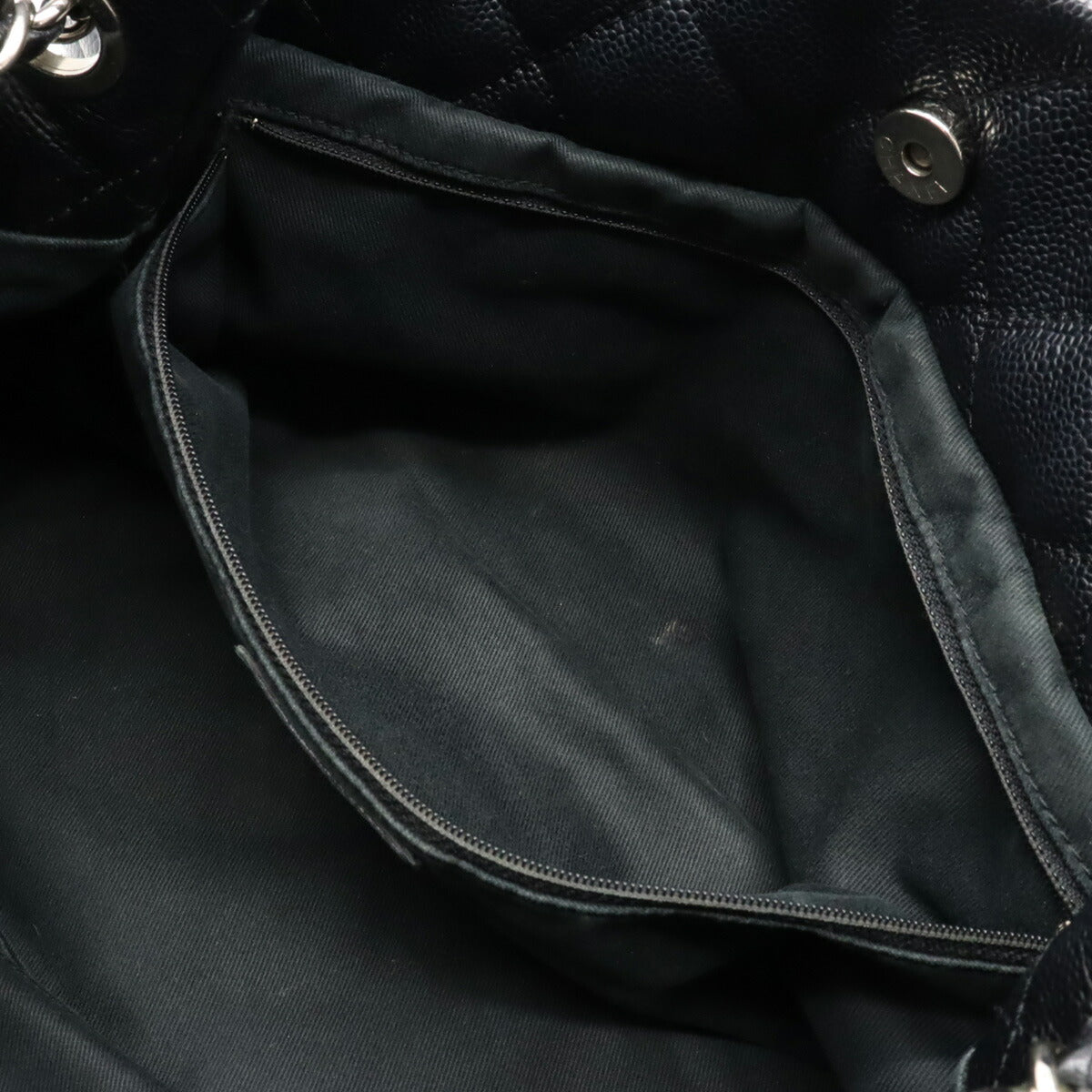 Chanel Caviar Chain Tote Bag Black Leather