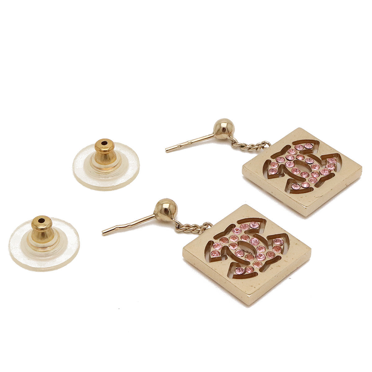 Chanel Square Coco Mark Swing Earrings Gold