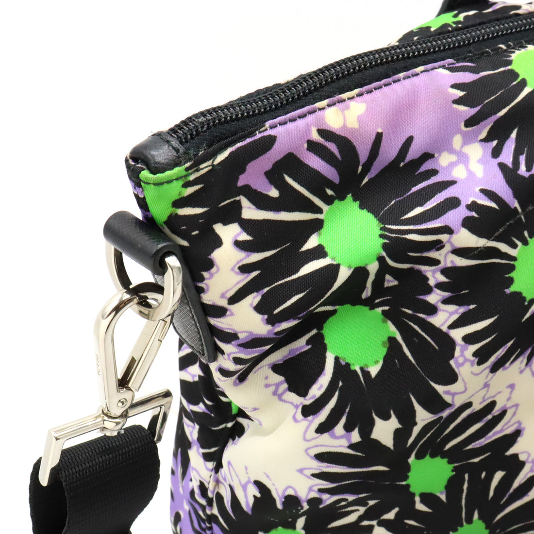 Prada Nylon/Leather 2WAY Tote Shoulder Bag Flower Print