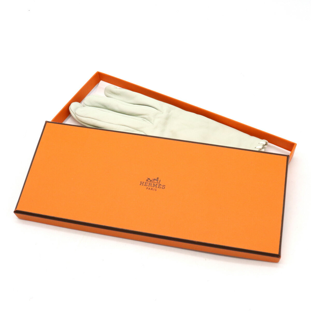 Hermes Leather Gloves Off-White in Pristine Condition