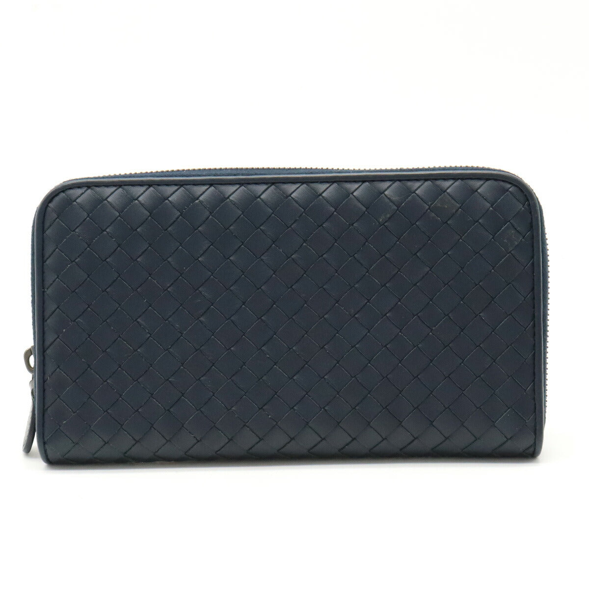 Bottega Veneta Intrecciato Leather Wallet Navy in Great Condition