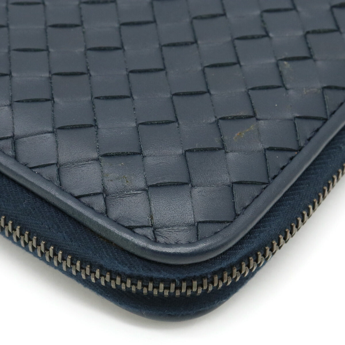 Bottega Veneta Intrecciato Leather Wallet Navy in Great Condition