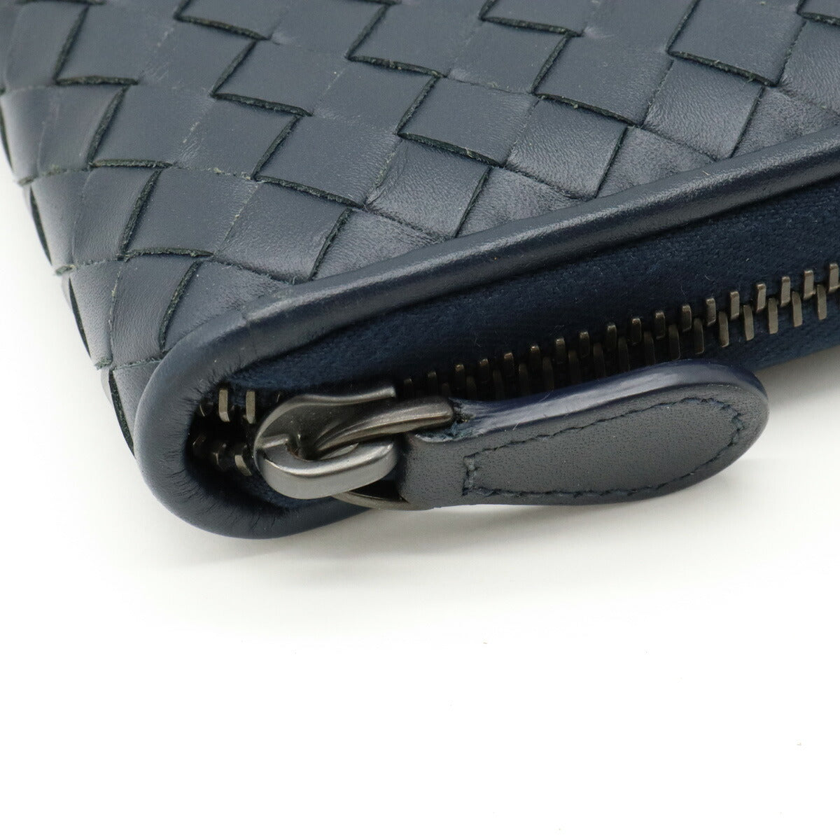 Bottega Veneta Intrecciato Leather Wallet Navy in Great Condition