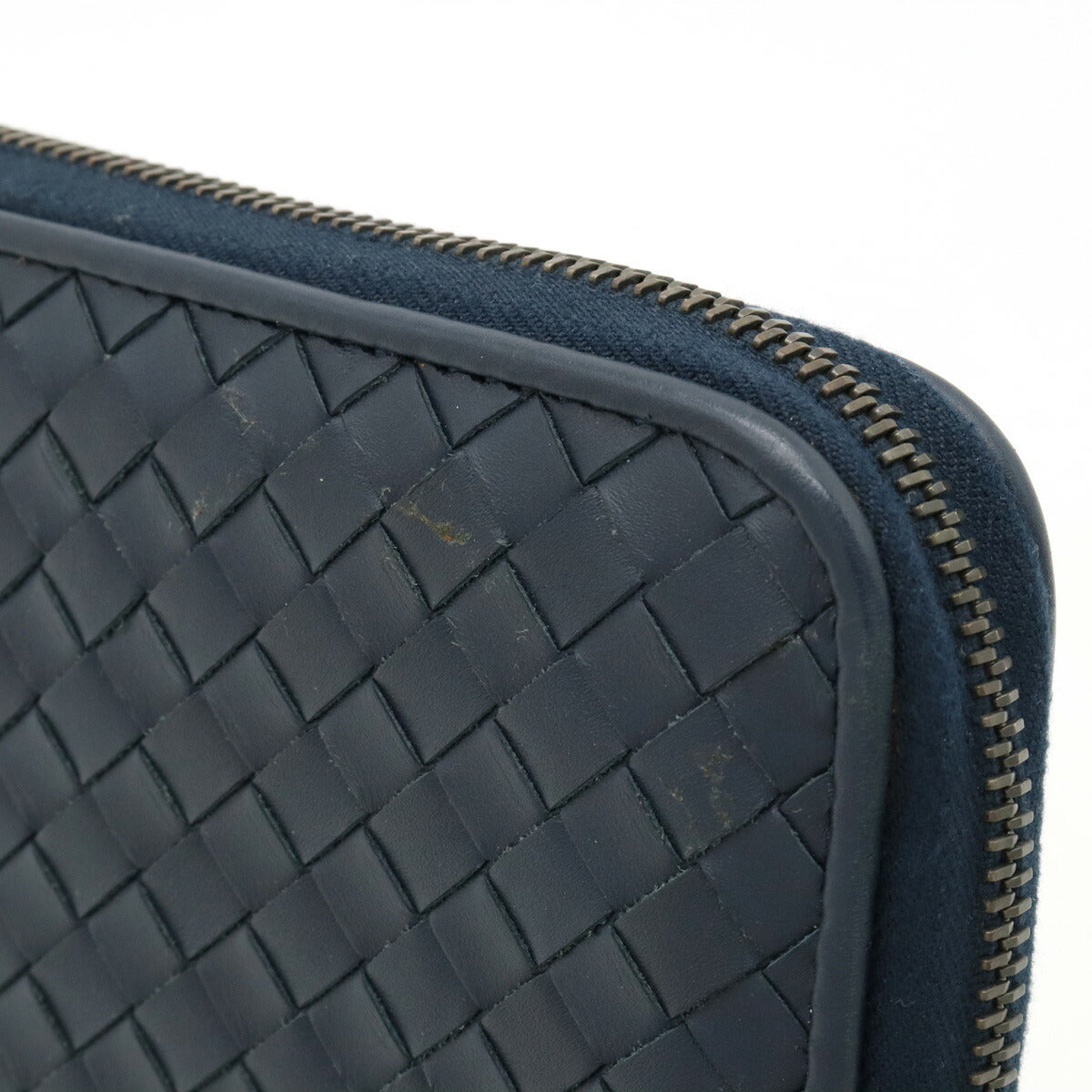 Bottega Veneta Intrecciato Leather Wallet Navy in Great Condition