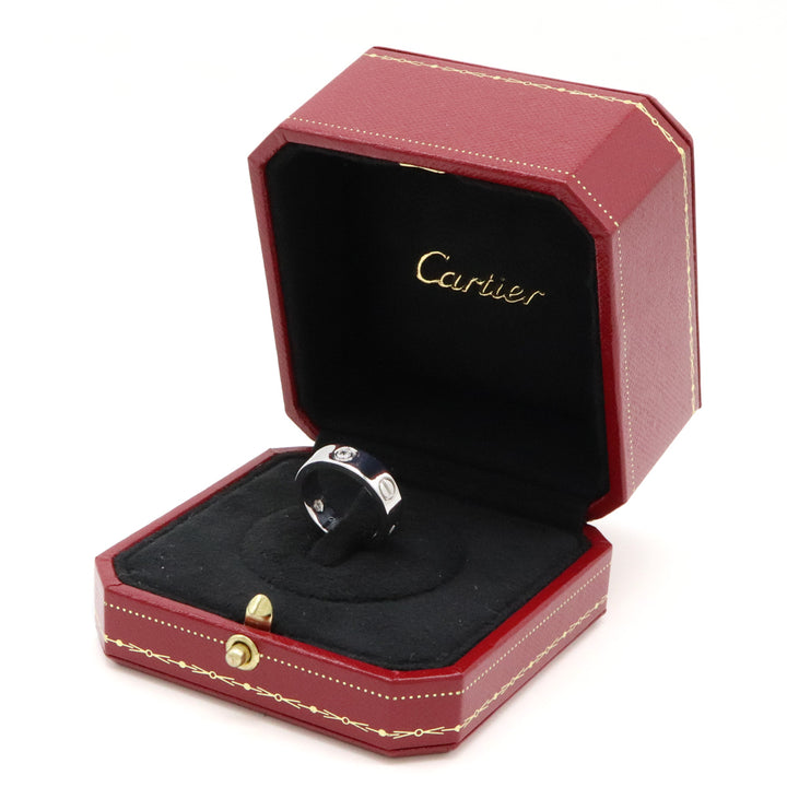 Cartier Love Ring K18WG 3P Diamond White Gold #50 B4032500 in Pristine Condition