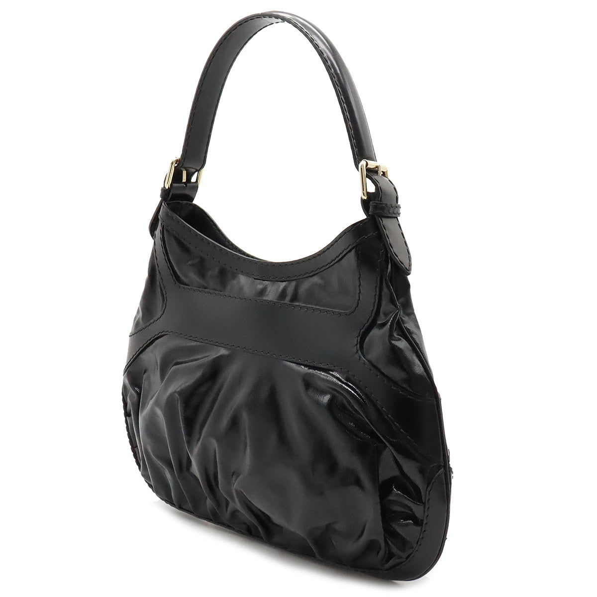 Gucci Patent Leather Queen Hobo Ribbon Shoulder Bag