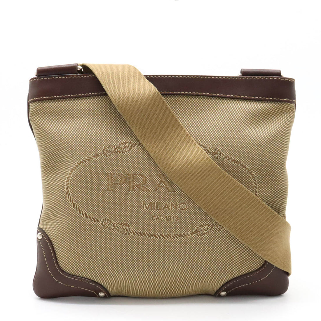 Prada Canvas/Leather Logo Jacquard Shoulder Bag Pochette BT0537