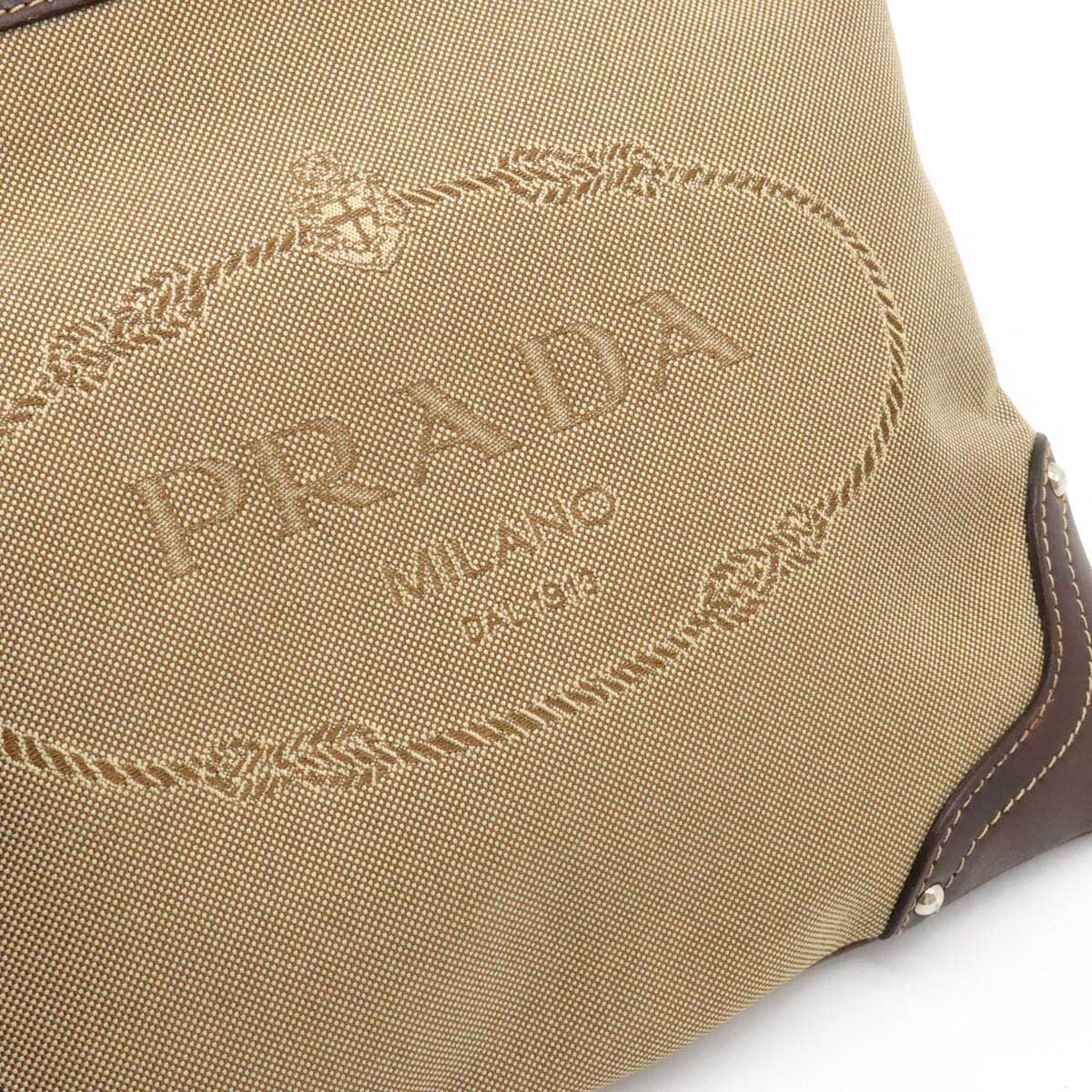 Prada Canvas/Leather Logo Jacquard Shoulder Bag Pochette BT0537 in Great Condition