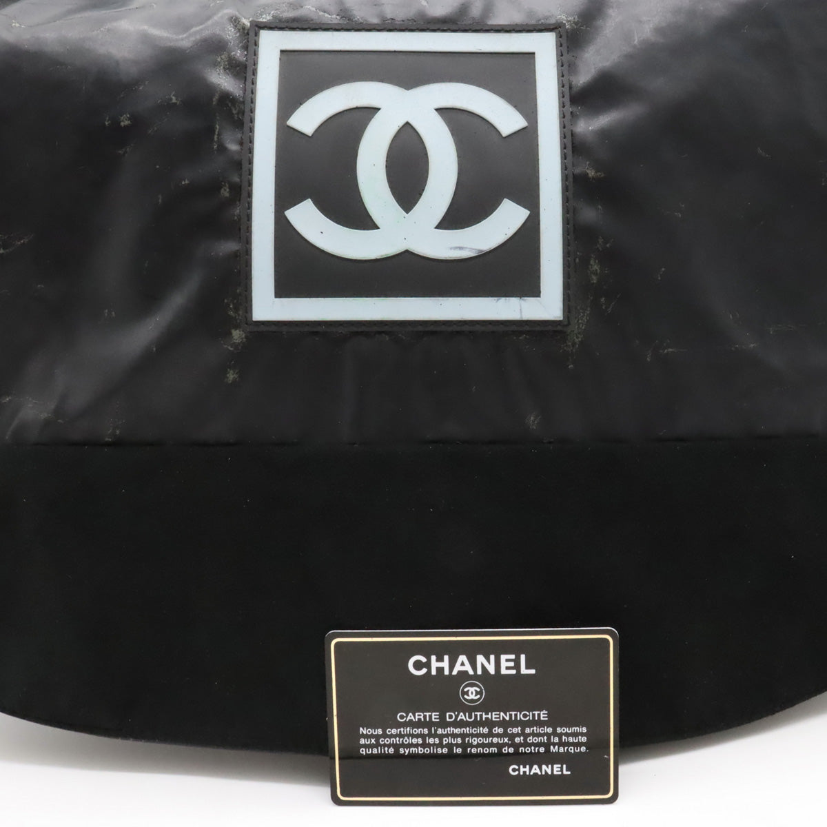 Chanel Suede Rubber Messenger Bag Black Blue