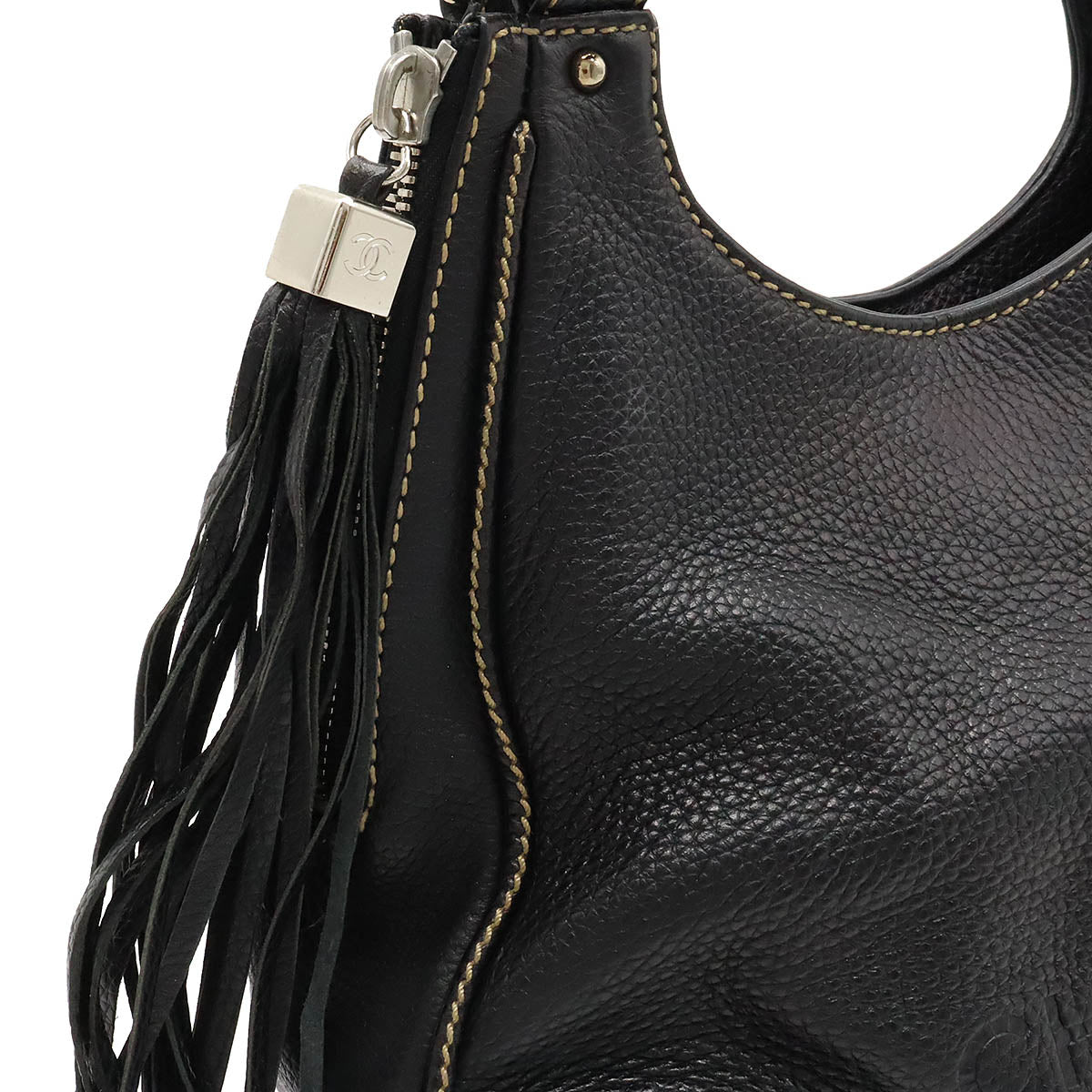 Chanel Leather Logo Fringe Tassel Handbag