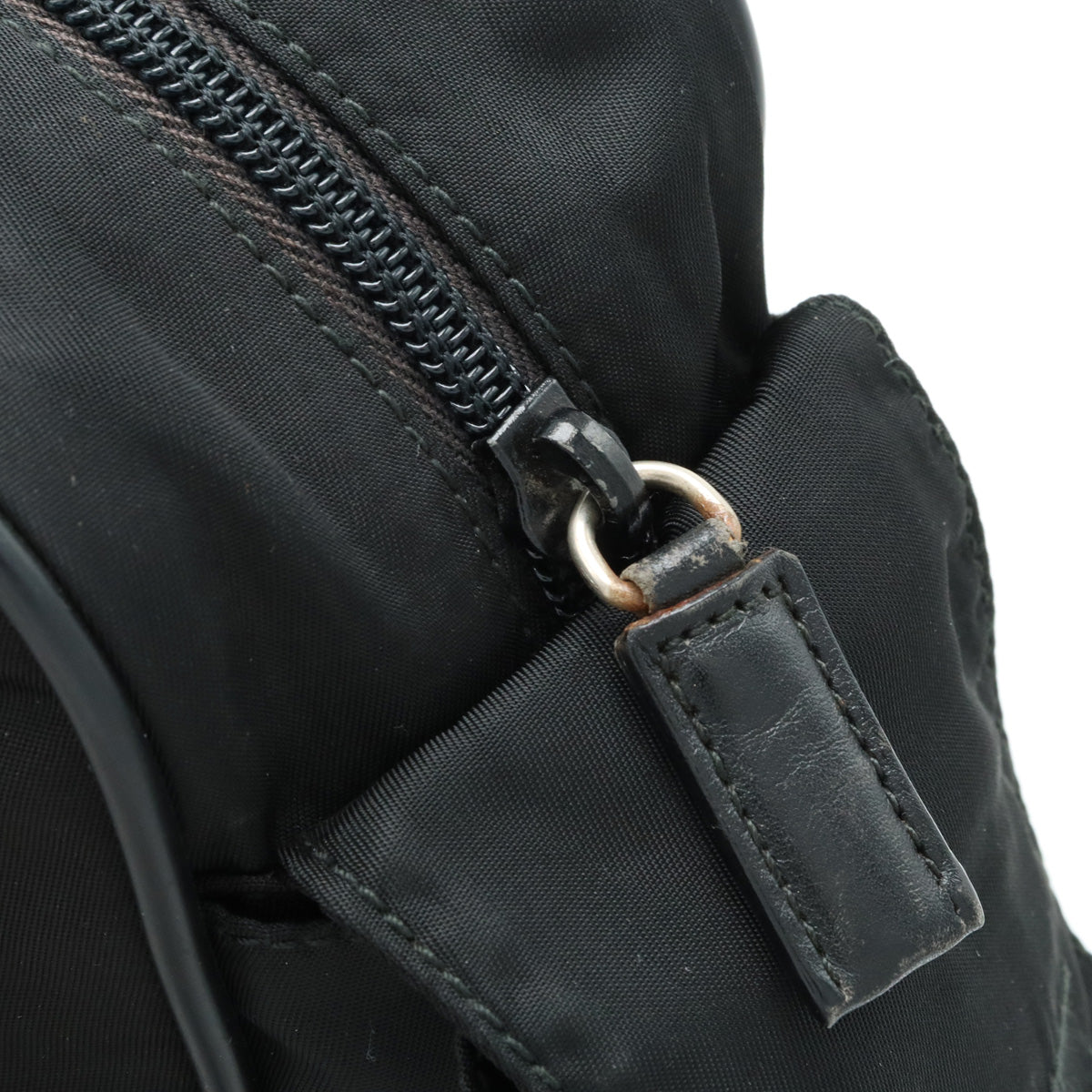 Prada Nylon Leather Backpack Black V336