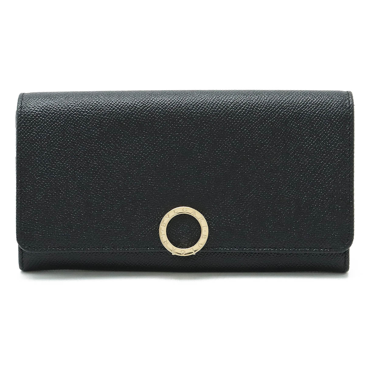 Bvlgari Grain Leather Logo Clip Long Wallet Black