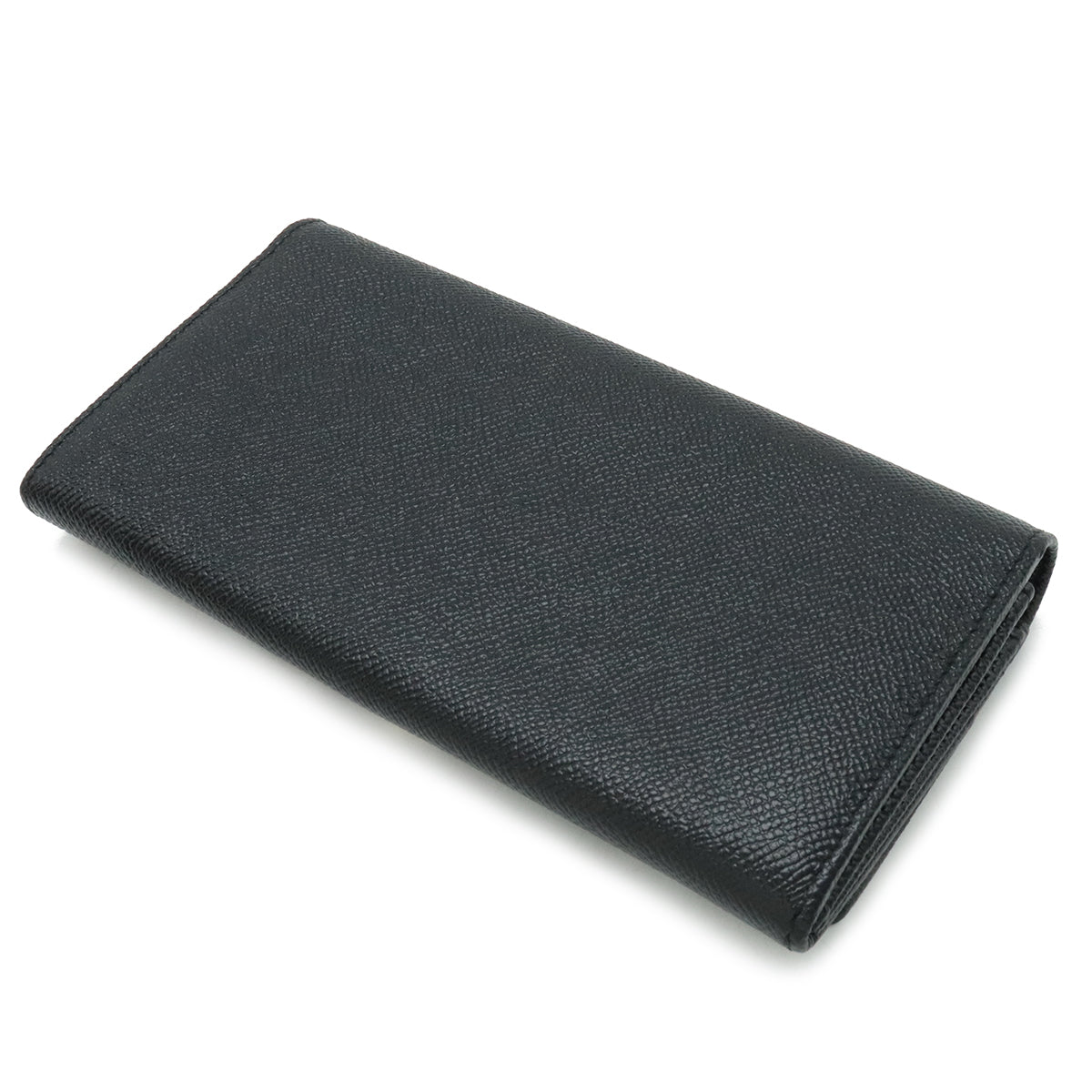 Bvlgari Grain Leather Logo Clip Long Wallet Black