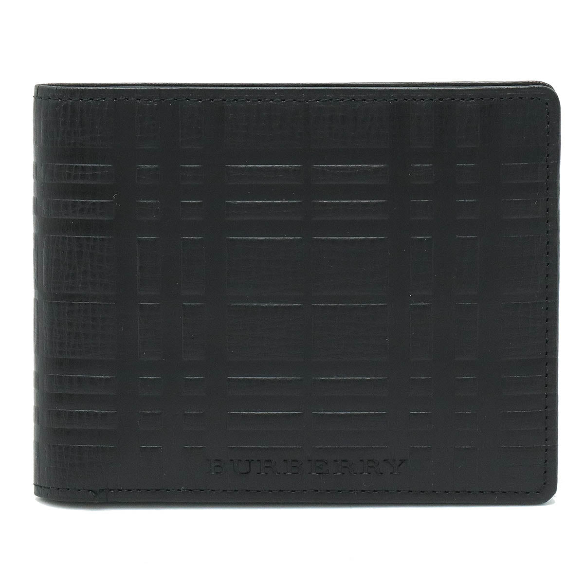 Burberry Embossed Check Leather Wallet Black