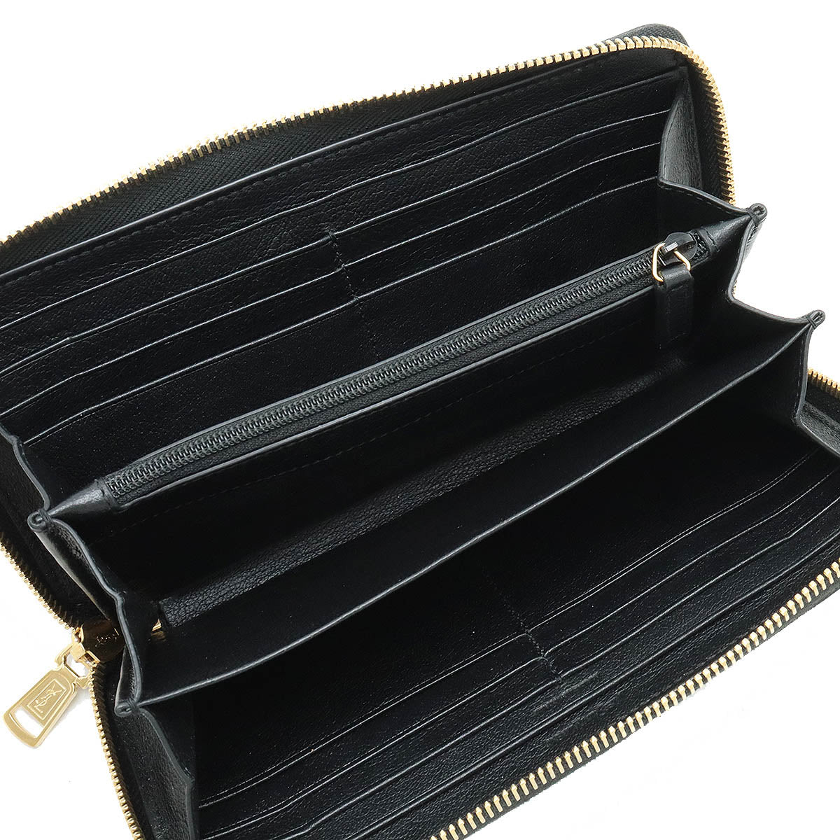 Yves Saint Laurent Leather Zip Wallet Black