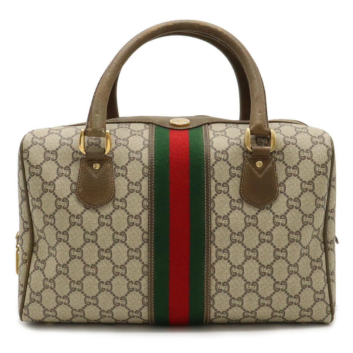 Gucci Old GG Plus Sherry Line Mini Boston Handbag PVC Leather in Very Good Condition