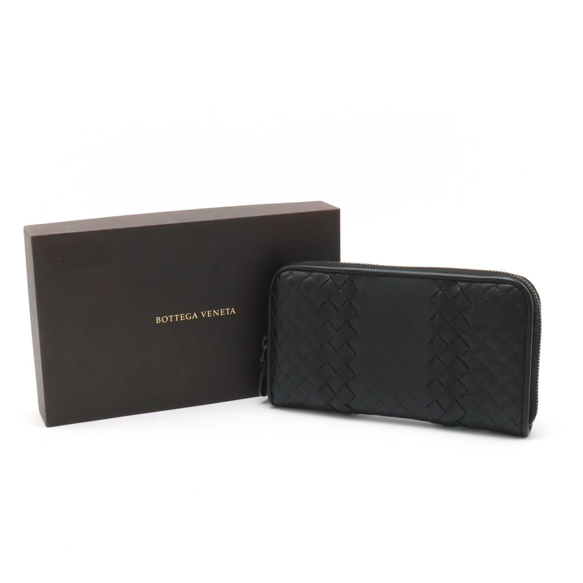 Bottega Veneta Leather Intrecciato Zip Wallet