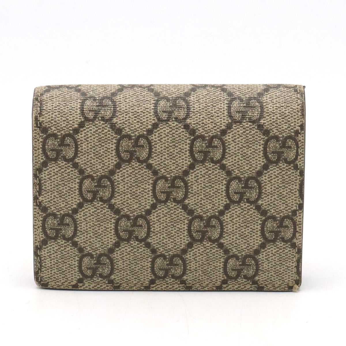 Gucci GG Supreme Compact Wallet PVC/Leather Beige Dark Brown 508757 in Very Good Condition