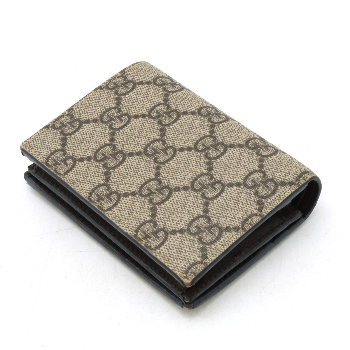 Gucci GG Supreme Compact Wallet PVC/Leather Beige Dark Brown 508757 in Very Good Condition