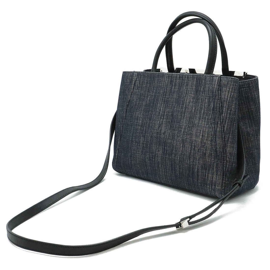 Fendi Denim/Leather Petite 2Jours Handbag 8BH253