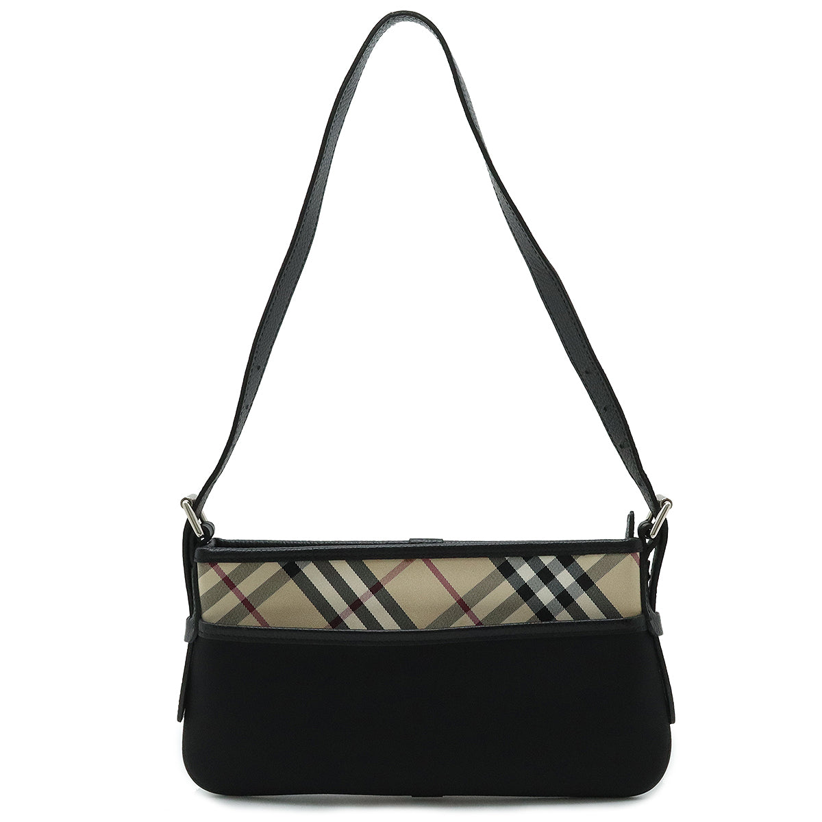 Burberry Check Nylon Canvas Leather Shoulder Bag